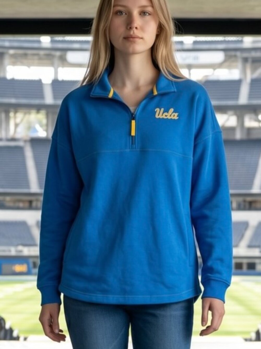 NEW UCLA Bruins Women’s sweatshirt‎ size XL Blue Fleece Logo Rhinestones